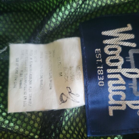 Vintage Woolrich Mens Windbreaker Jacket Green/Black Hooded Zip-Up Adjustable M - Picture 8 of 9